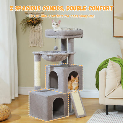 Large Cat Tree for Indoor Cats with Sisal Scratching Post