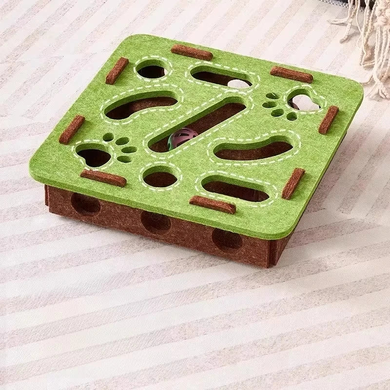 Cat Felt Puzzle Box With Ball Indoor Entertainment