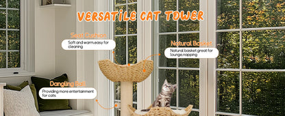 3-Tier Cat Tree Padded Plush Napping Perches Sisal Rope Scratching Posts and Hanging Toy