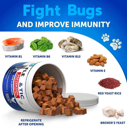 【120 Chews】Cat Flea&Tick Control Chewables - Taurine Supplement for Cats-Skin & Coat Health Support- Suitable for All Breeds