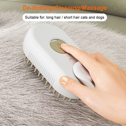 Cat /Dog Steam Brush 3 in 1 Electric USB Rechargeable Grooming Massage Comb for Pet