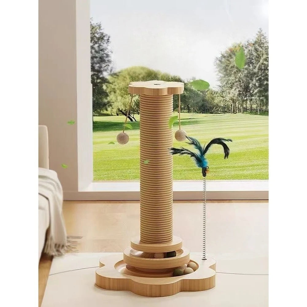 Interactive Cat Turntable Toy with Sisal Scratching Post