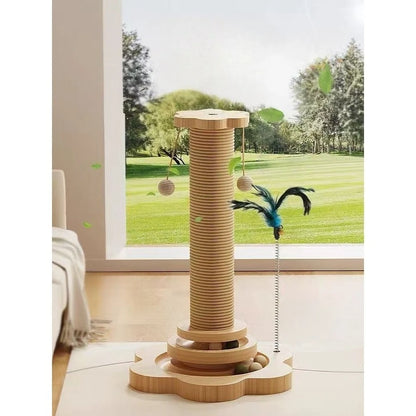 Interactive Cat Turntable Toy with Sisal Scratching Post
