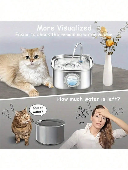 1pc 108.2oz Stainless Steel Quiet Water Fountain USB-Powered