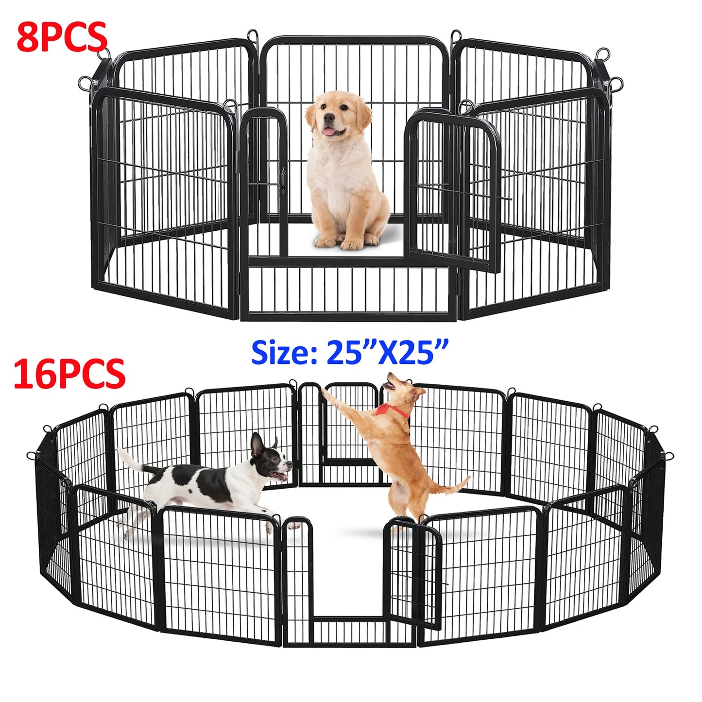 Dog Playpen with Door, Outdoor/Indoor Foldable Metal for Yard, RV Camping, DIY Pet Cage