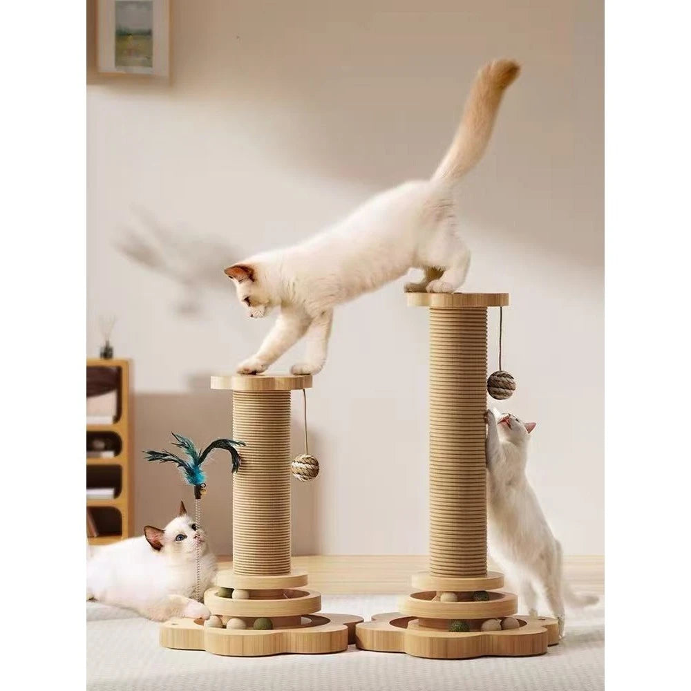 Interactive Cat Turntable Toy with Sisal Scratching Post