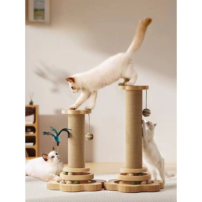 Interactive Cat Turntable Toy with Sisal Scratching Post