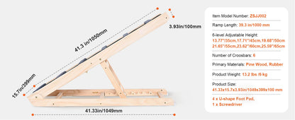 Dog Ramp Folding Ladder Anti-slip High Adjustable Wooden Pet Ramp Removable