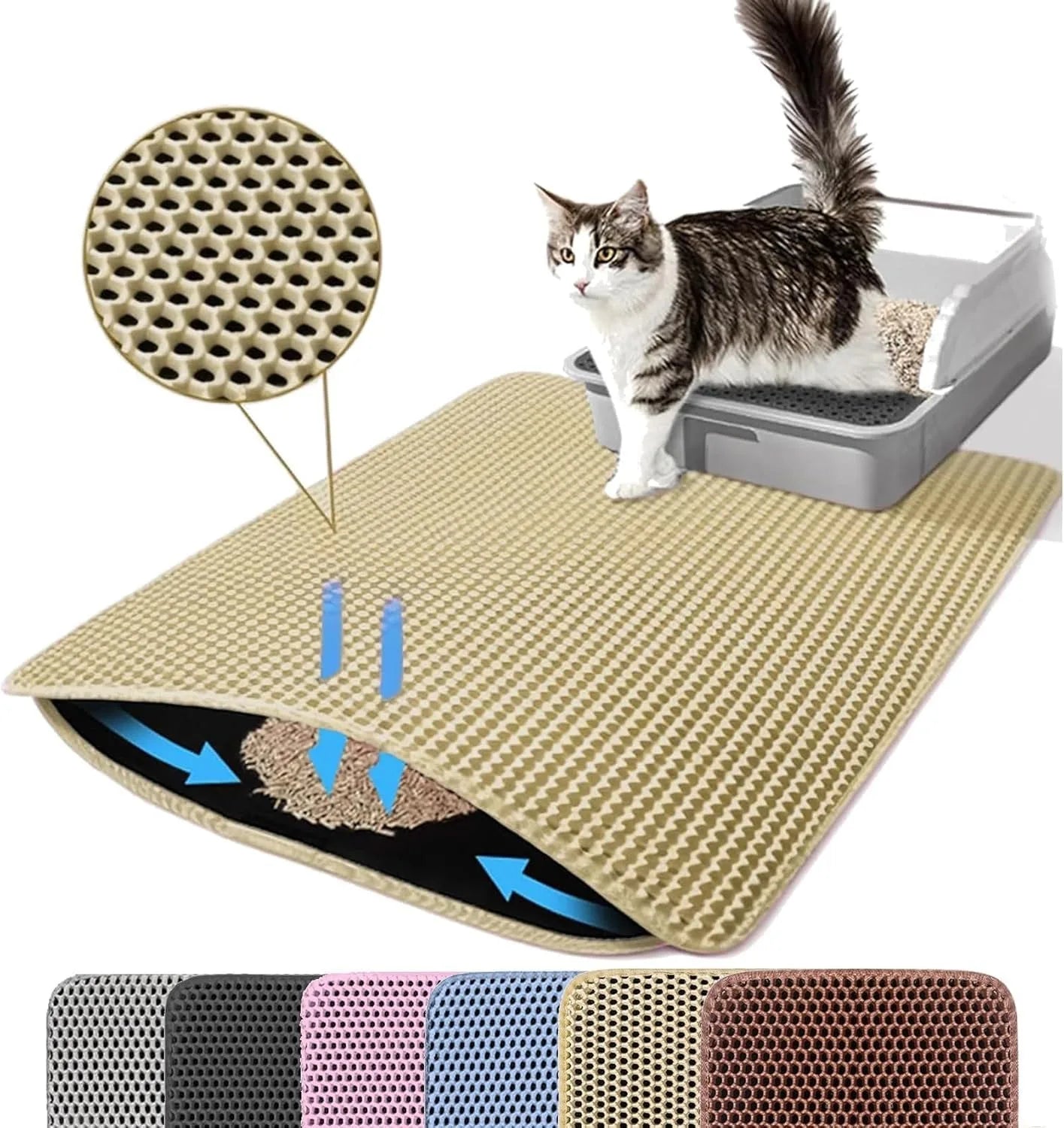 Double Layer Waterproof Anti-slip Cat Litter Mat
