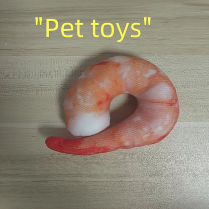 Squeaky Plush Pizza & Shrimp Dog Toy Durable Chew for Small Breeds