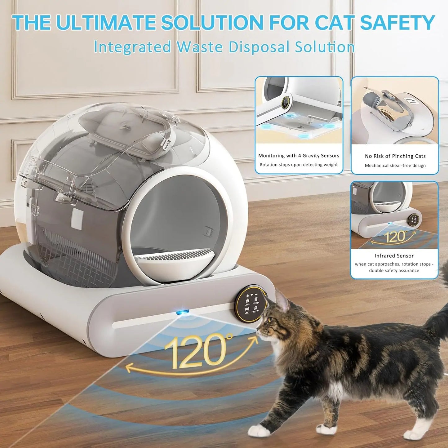 Self Cleaning Cat Litter Boxfor Multiple Cats with Safety Protection