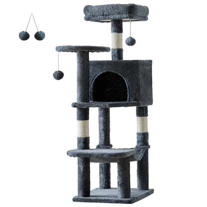 44In Cat Tree Tall Multi-Cat Climbing Tower Natural Sisal Scratching Posts
