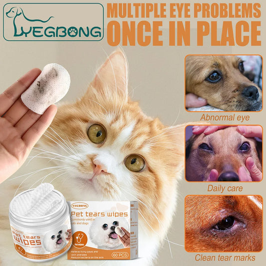 60pcs Eye Wet Wipes Stain Remover Dog Cat Wipes
