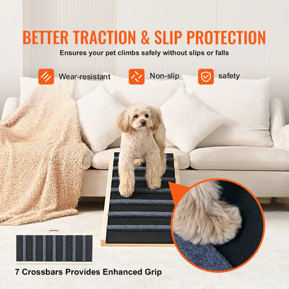 Dog Ramp Folding Ladder Anti-slip High Adjustable Wooden Pet Ramp Removable