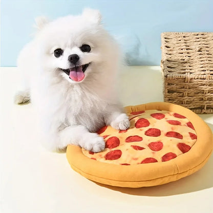 Squeaky Plush Pizza & Shrimp Dog Toy Durable Chew for Small Breeds