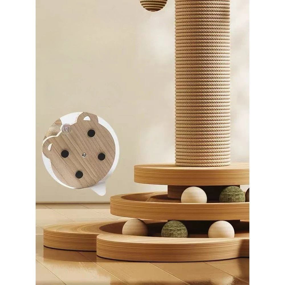 Interactive Cat Turntable Toy with Sisal Scratching Post