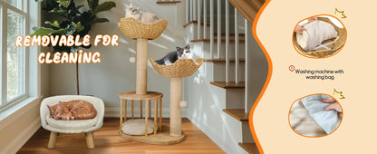 3-Tier Cat Tree Padded Plush Napping Perches Sisal Rope Scratching Posts and Hanging Toy