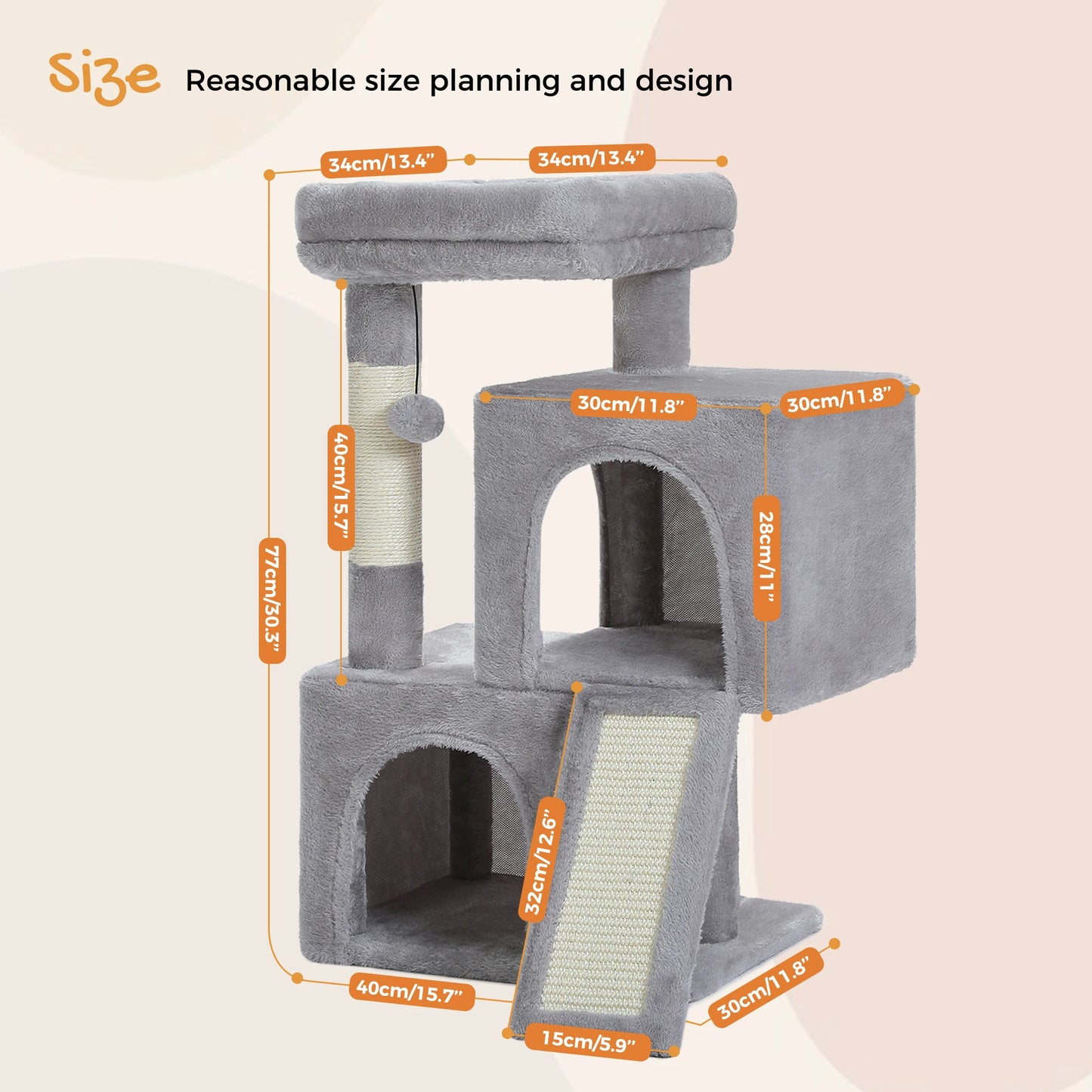 Large Cat Tree for Indoor Cats with Sisal Scratching Post