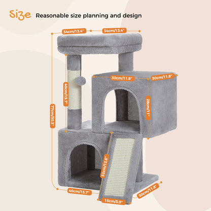 Large Cat Tree for Indoor Cats with Sisal Scratching Post