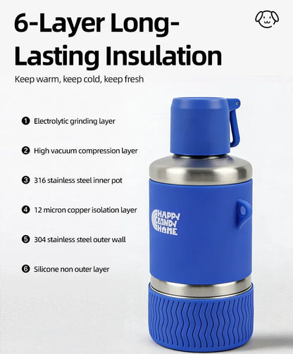 27oz Stainless Steel Double Wall Insulated Water Bottle/Bowl Hiking Walks Travel