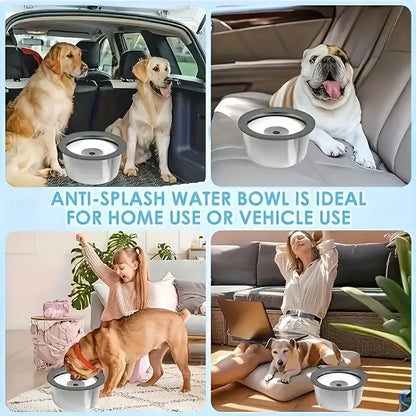Stainless Steel Dog Water Bowl with Floating Disk Design, Anti-Spill Non-Wet Mouth Pet Drinking Bowl, Slow Feeder Water Dogs