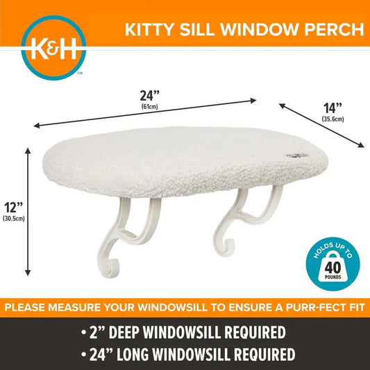 Kitty Sill Cat Window Perch for Large Cats, Orthopedic Window Hammock 40LBS, Washable Cover