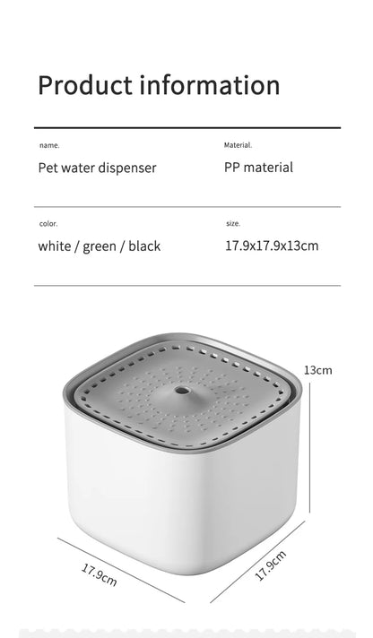3L Cat Water Fountain Auto Recirculate Filter  USB Electric