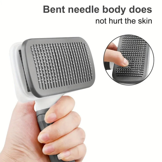 Pet Grooming Brush with One-Click Hair Removal for Dogs & Cats