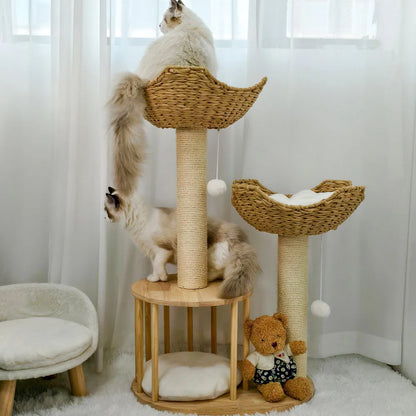 3-Tier Cat Tree Padded Plush Napping Perches Sisal Rope Scratching Posts and Hanging Toy