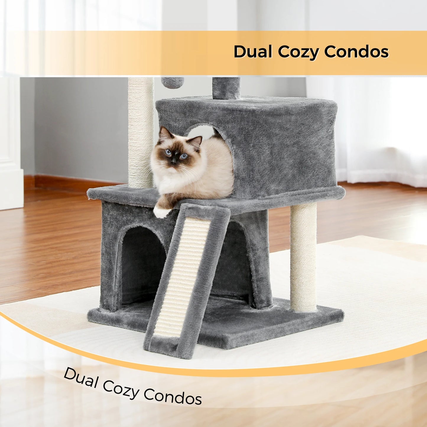 Large Cat Tree for Indoor Cats with Sisal Scratching Post