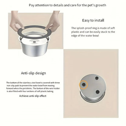 Stainless Steel Dog Water Bowl with Floating Disk Design, Anti-Spill Non-Wet Mouth Pet Drinking Bowl, Slow Feeder Water Dogs