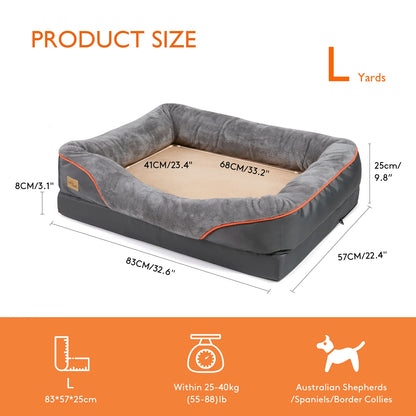 Super Soft Orthopedic Foam Pet Bed with Cotton-padded Bolster and Removable Cover