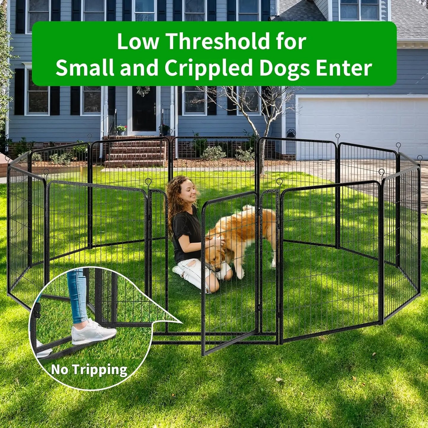 Playpen Outdoor Extra Wide 12 Piece Panels Heavy Duty Anti-Rust Coating-Strengthened Dog Fence 40" Height