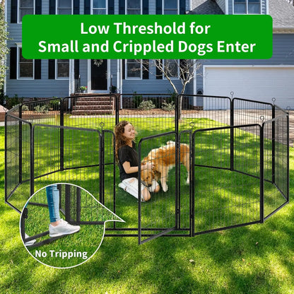 Playpen Outdoor Extra Wide 12 Piece Panels Heavy Duty Anti-Rust Coating-Strengthened Dog Fence 40" Height