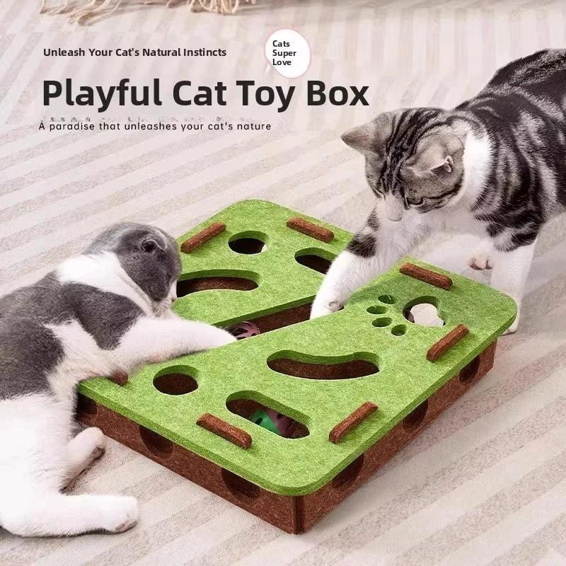 Cat Felt Puzzle Box With Ball Indoor Entertainment