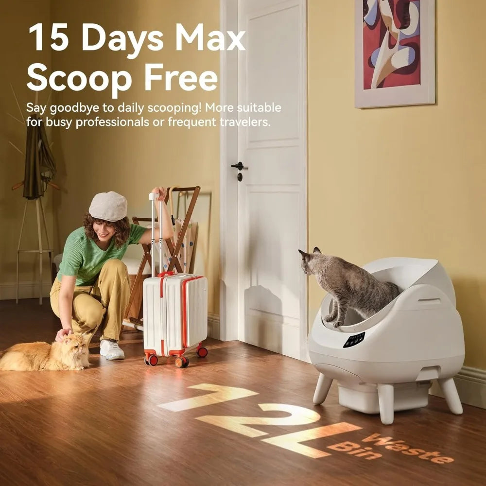 Self Cleaning 5G & 2.4G WiFi, Safe Anti-Pinch Automatic Litter Box Open Top