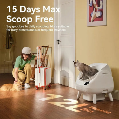 Self Cleaning 5G & 2.4G WiFi, Safe Anti-Pinch Automatic Litter Box Open Top