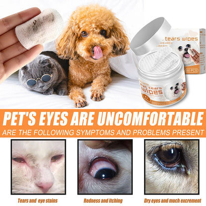 60pcs Eye Wet Wipes Stain Remover Dog Cat Wipes