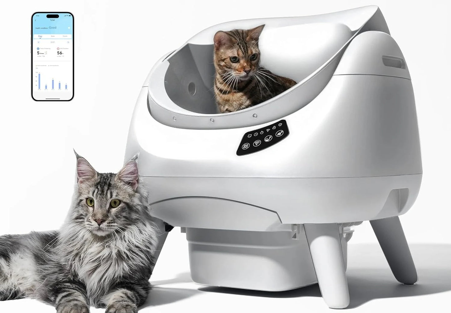 Self Cleaning 5G & 2.4G WiFi, Safe Anti-Pinch Automatic Litter Box Open Top