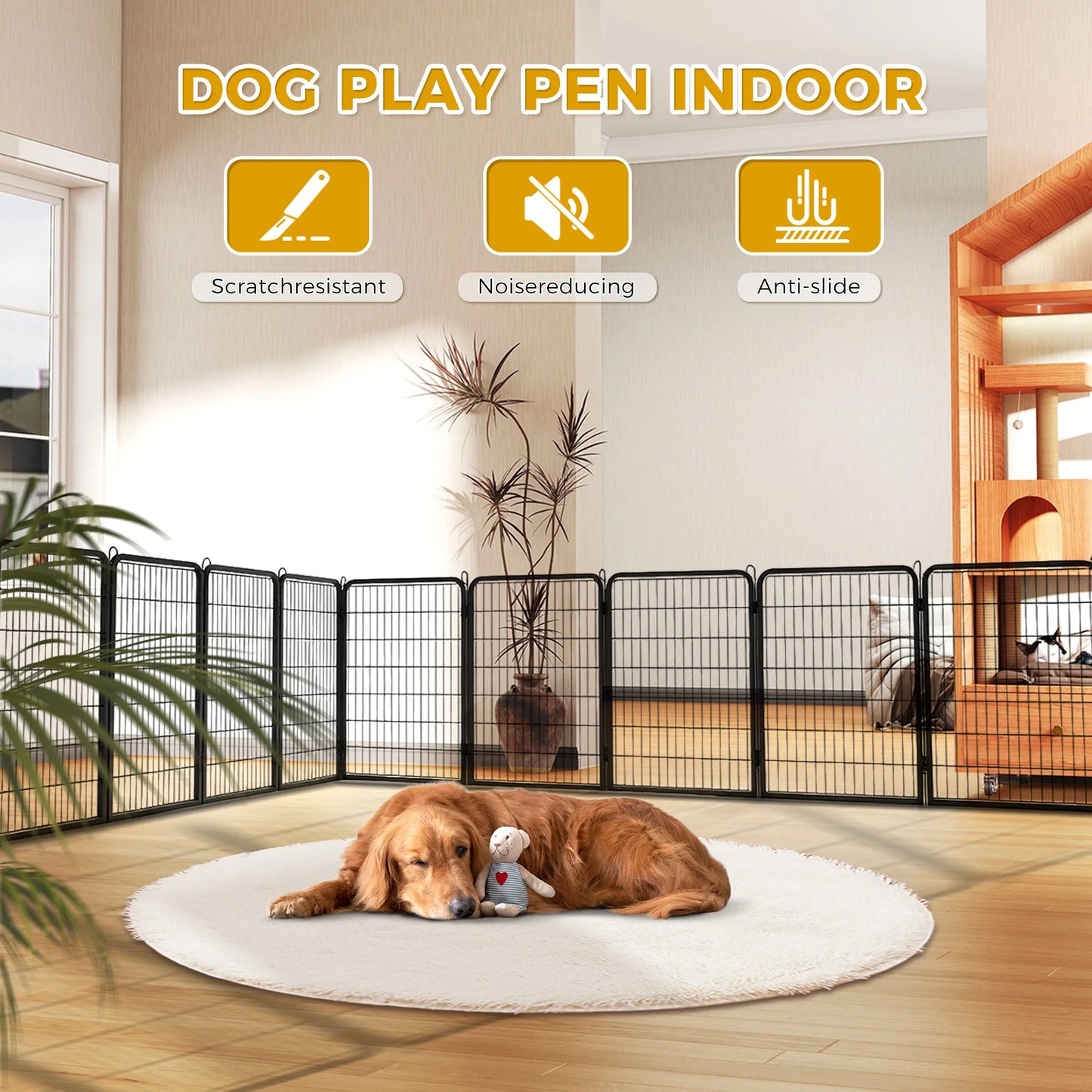 Dog Playpen with Door, Outdoor/Indoor Foldable Metal for Yard, RV Camping, DIY Pet Cage