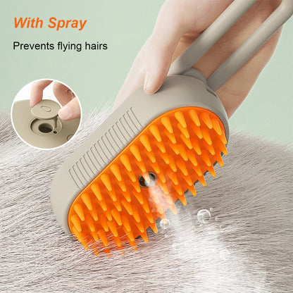 Cat /Dog Steam Brush 3 in 1 Electric USB Rechargeable Grooming Massage Comb for Pet