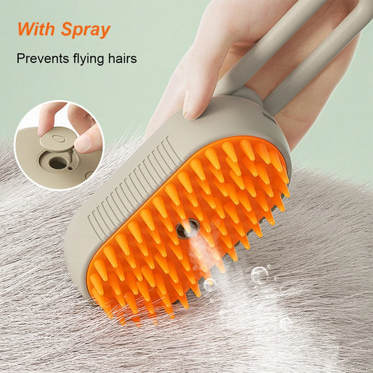 Cat /Dog Steam Brush 3 in 1 Electric USB Rechargeable Grooming Massage Comb for Pet