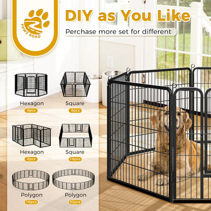 Dog Playpen with Door, Outdoor/Indoor Foldable Metal for Yard, RV Camping, DIY Pet Cage