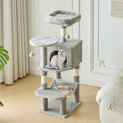 44In Cat Tree Tall Multi-Cat Climbing Tower Natural Sisal Scratching Posts