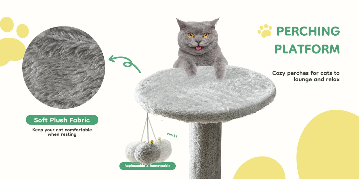 44In Cat Tree Tall Multi-Cat Climbing Tower Natural Sisal Scratching Posts
