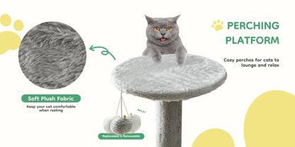 44In Cat Tree Tall Multi-Cat Climbing Tower Natural Sisal Scratching Posts