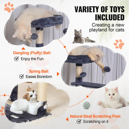 Cat Tower with Cat Condo Sisal Scratching Post Hammock and Top Perch