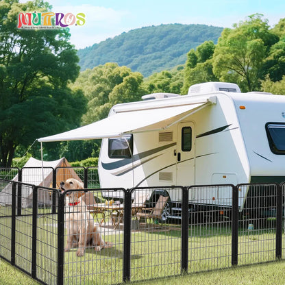 Dog Playpen with Door, Outdoor/Indoor Foldable Metal for Yard, RV Camping, DIY Pet Cage