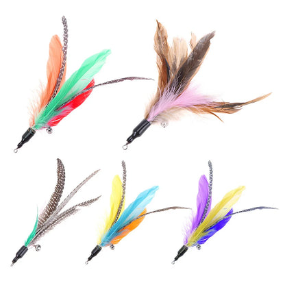 5pcs Interactive Colorful Feather Wand Exquisite Replacement Cat Supplies