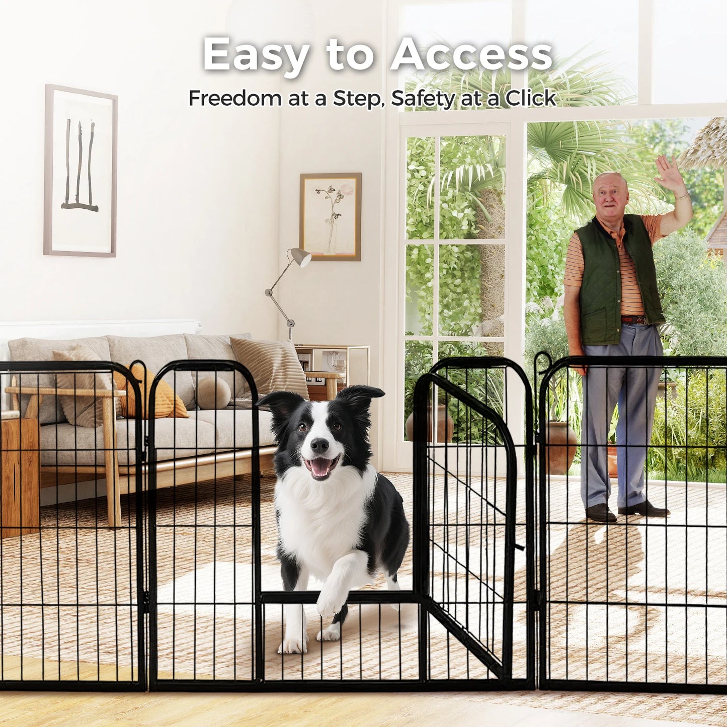 Dog Playpen with Door, Outdoor/Indoor Foldable Metal for Yard, RV Camping, DIY Pet Cage